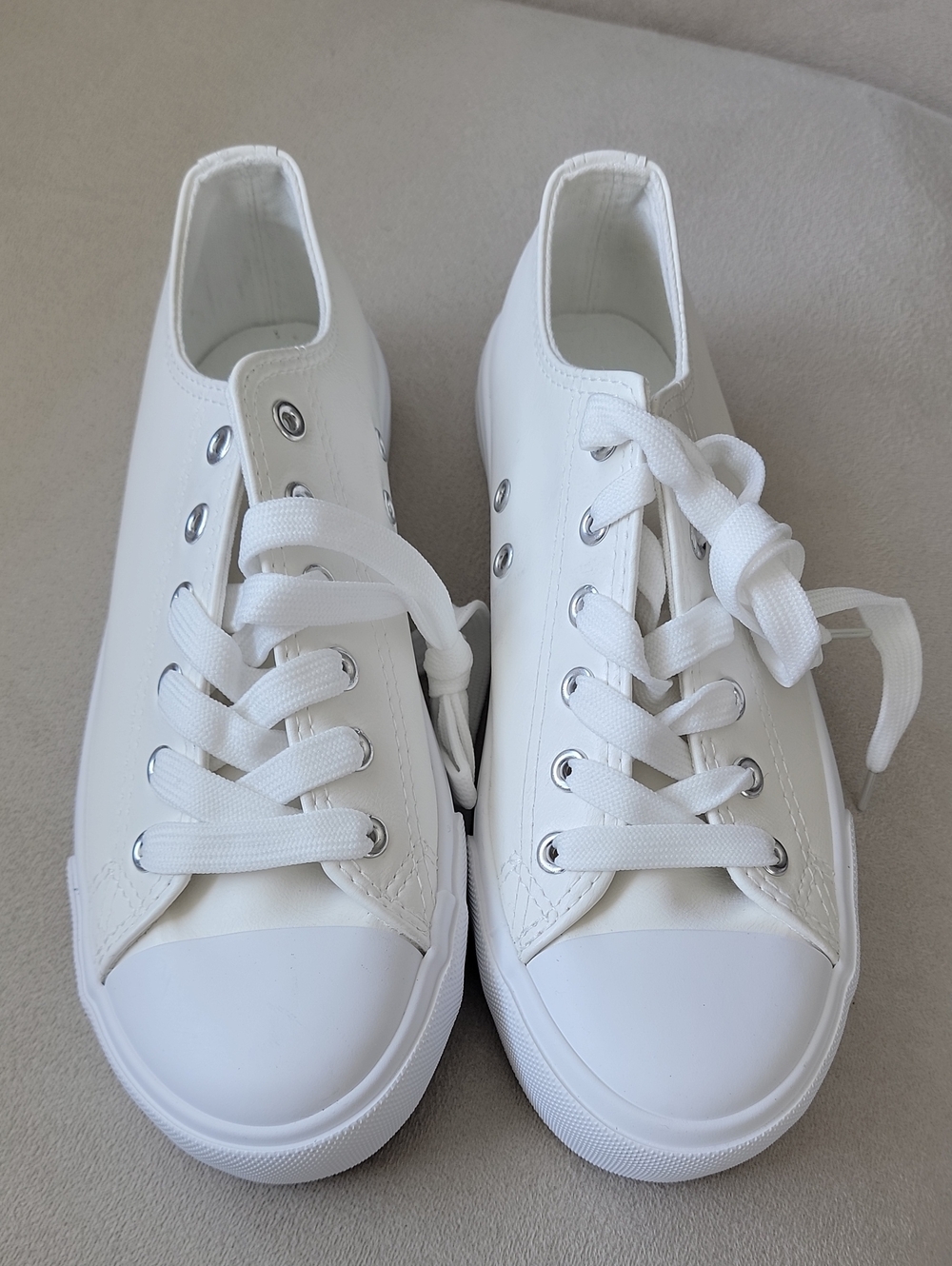 Classic Cream Low-Top Vegan Leather Sneakers